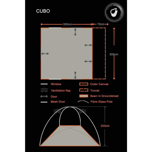 Cubo Campervan awning (Fibreglass Poles)