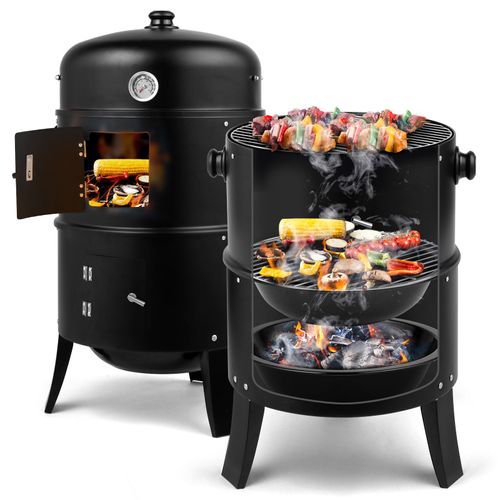 80*41*48cm Iron Spray Smoker Carbon Grill Black